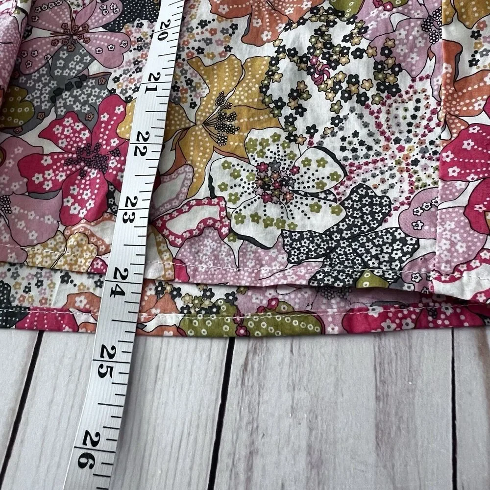 J. Crew Liberty print Floral Smocked Neck Blouse in Pink, Yellow & Green